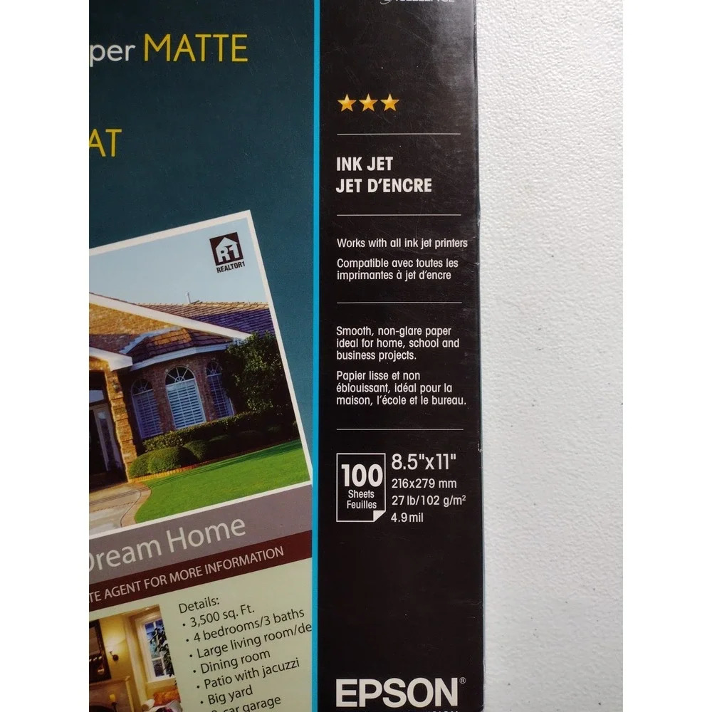 ✨‎ Epson S041062 Presentation Paper Matte 8.5x11 Letter Size 100 Sheets White